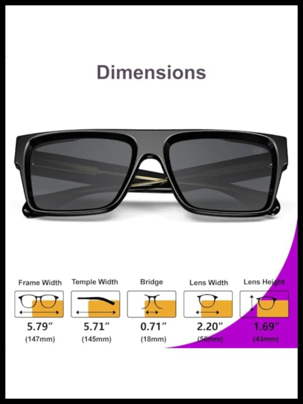 Oversized Square Flat Top Sunglasses UV400 Protection Unisex